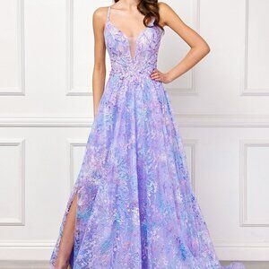 Formal dress.Beaded navy blue or lilac prom party evening military dress gala